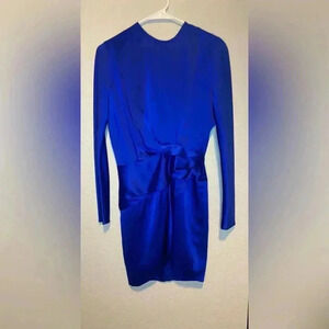 Michelle Mason Origami Cobalt Blue Silk Mini Dress